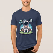 準備 – 離れかわいい宇宙飛行士の宇宙アート トライブレンドＴシャツ (正面)