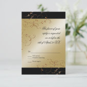 準正装の優雅、金RSVPの応答カード 出欠カード (スタンド正面)