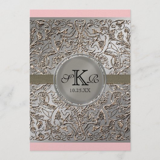 準正装の優雅、銀製の結婚式夕食メニュー メニュー (正面)