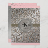 準正装の優雅、銀製の結婚式夕食メニュー メニュー (正面/裏面)