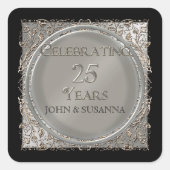 準正装の優雅、銀製の結婚記念日 スクエアシール (正面)