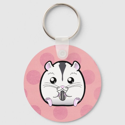 準白ロシアの人小型ハムスター キーホルダー (正面)