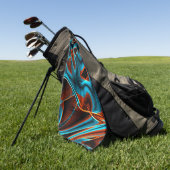 溝で燃える多くの曲がった青と赤 ゴルフタオル (グリーン)