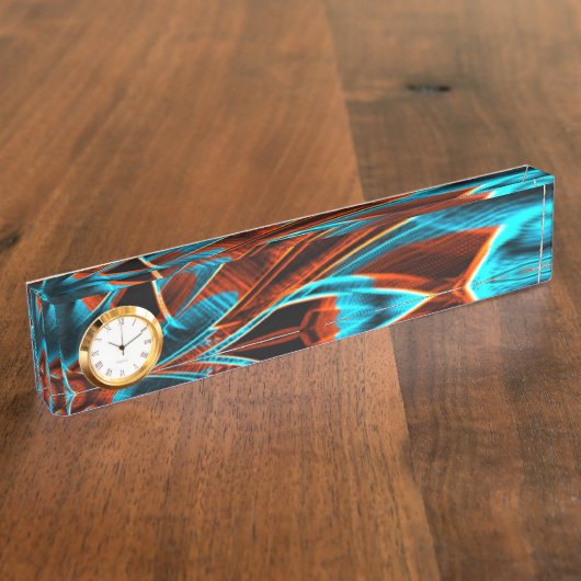 溝で燃える青と赤の非常にねじれた色 デスクネームプレート (側面)