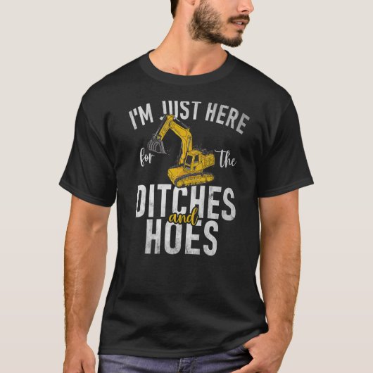 溝と穴建築労働者と建設 Tシャツ (正面)