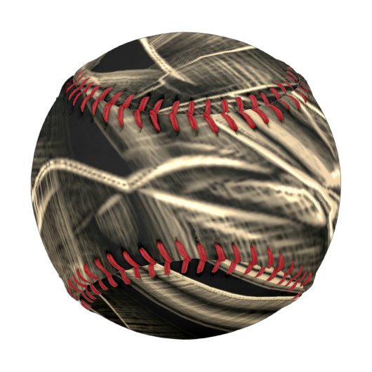 溝のある松の焦げのように非常にねじれている 野球ボール (裏面)