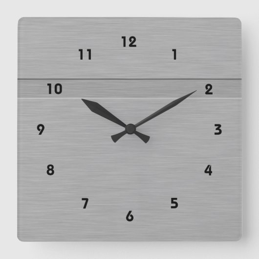 溝フェイク付きブラシ付きメタル スクエア壁時計 (正面)