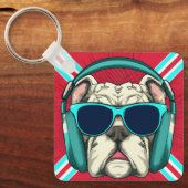 溝付き金属スクエアキーチェーン キーホルダー (正面)