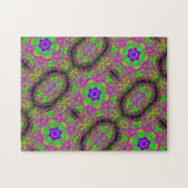 溝付き青い星紫色の緑 ジグソーパズル (横)