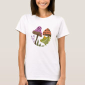 溝深いカエルとお洒落キノコ Tシャツ (正面)
