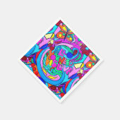 溝深いカラフル平和と愛 スタンダードカクテルナプキン (角)