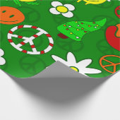 溝深いクリスマス平和のサイン幸せな顔 ラッピングペーパー (角)