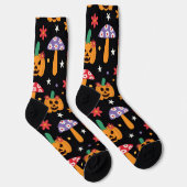 溝深いハロウィーンカボチャの花とキノコ ソックス (右)