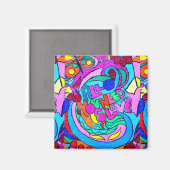 溝深いヒッピースタイルピースアンドラブマグネット マグネット (正面/裏面)