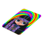 溝深いヒッピー女の子の人形の平和サインかわいい大きな目 マグネット (左側)