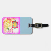 溝深いヒッピー – スタイルピンクのヤシの木の荷札 ラゲッジタグ (正面横)