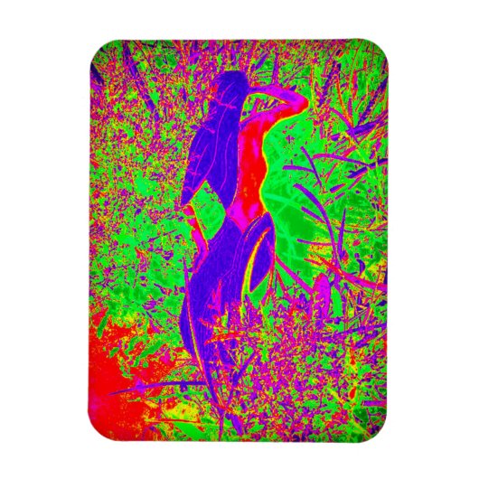 溝深いレトロパープルヒッピーのマーメイド マグネット (縦)