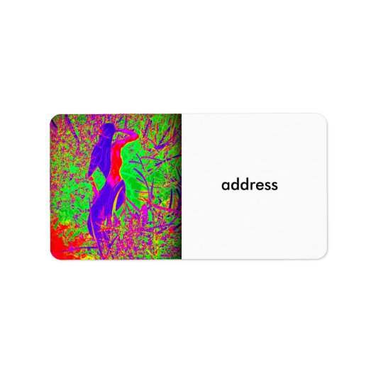 溝深いレトロパープルヒッピーのマーメイド ラベル (正面)