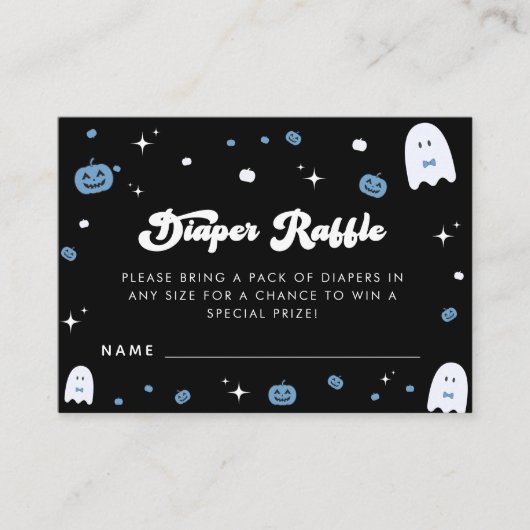 溝深い小さなブーブボーイハロウィンおむつラッフルカード エンクロージャーカード (正面)