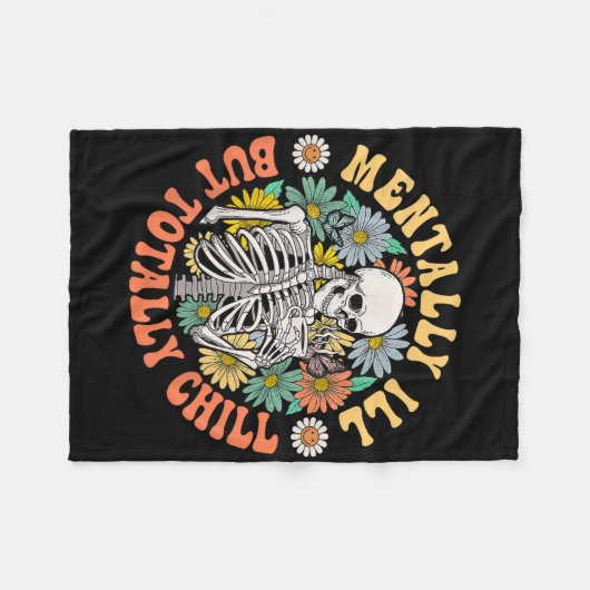 溝深い精神的に悪いが完全にハロウィーンSkを冷やす フリースブランケット (正面(横))