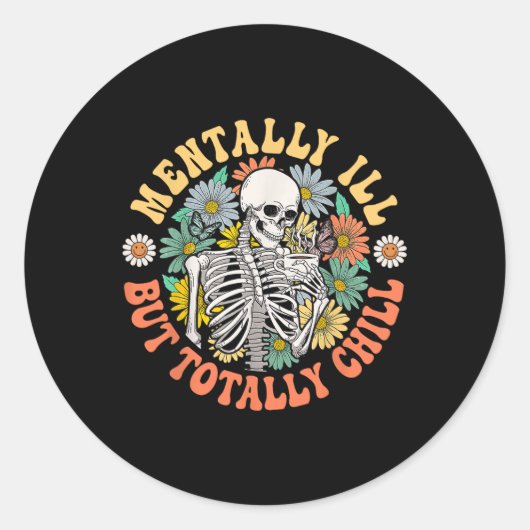 溝深い精神的に悪いが完全にハロウィーンSkを冷やす ラウンドシール (正面)