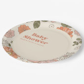 溝深い花のベビーシャワー | Boho | 70sテーマ ペーパープレート (アングル)