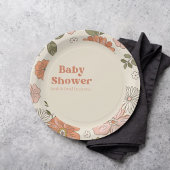 溝深い花のベビーシャワー | Boho | 70sテーマ ペーパープレート