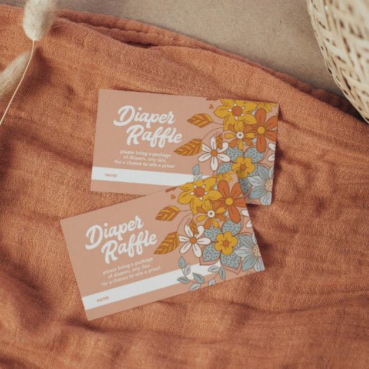 溝深い花レトロおむつラッフルベビーシャワー エンクロージャーカード