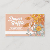 溝深い花レトロおむつラッフルベビーシャワー エンクロージャーカード (正面)