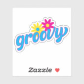 溝深い花レトロなヒッピーのタイポグラフィ シール (シート)