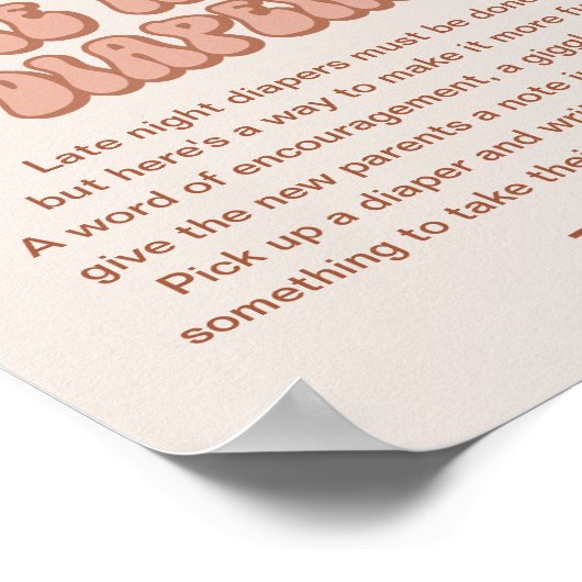 溝深い赤ちゃんシャワー夜遅いおむつサイン ポスター (角)