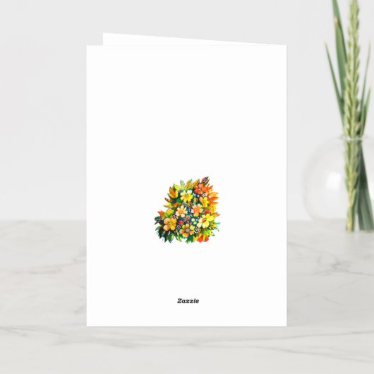 溝状のカラフル花 箔グリーティングカード (裏面)