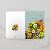 溝状のカラフル花 箔グリーティングカード (外側レイダウン)