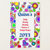 溝状のハートと花 プランナー手帳 (正面)