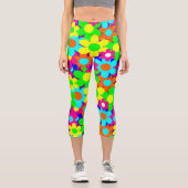 溝状のヴィンテージモダンフローラ花 カプリレギンス (正面)