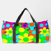 溝状のヴィンテージモダンフローラ花 ダッフルバッグ (裏面)