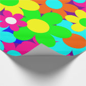 溝状のヴィンテージモダンフローラ花 ラッピングペーパー (角)