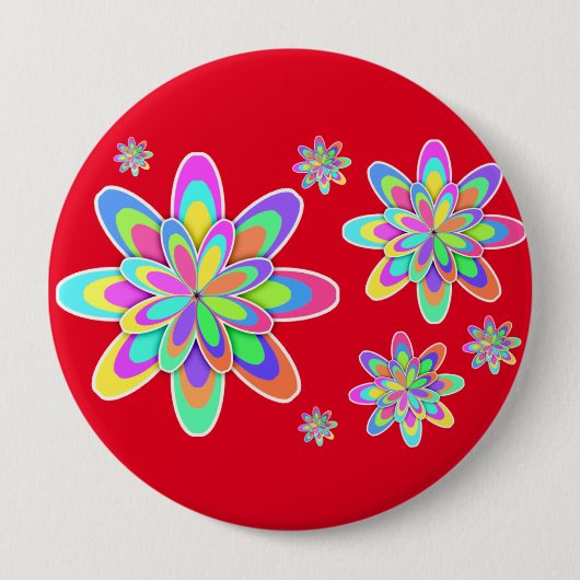 溝状の花 缶バッジ (正面)