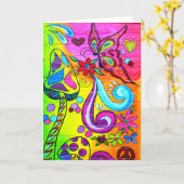 溝状カラフルフラワーバタフライグリーティングカード カード (黄色い花)