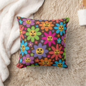 溝状カラフル花不気味ハロウィーン クッション (ブランケット)