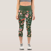 溝状ディスコのボールのクリスマス恐竜 カプリレギンス (正面)