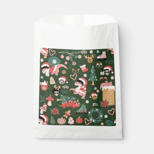 溝状ディスコのボールのクリスマス恐竜 フェイバーバッグ (正面)