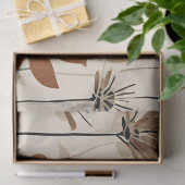 溝状モダンレトロさびた茶色の花 薄葉紙 (ギフト)