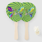 溝状レトロ数々の色バタフライピースサイン ハンドファン (正面&裏面)