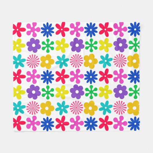 溝状レトロ花 フリースブランケット (正面(横))