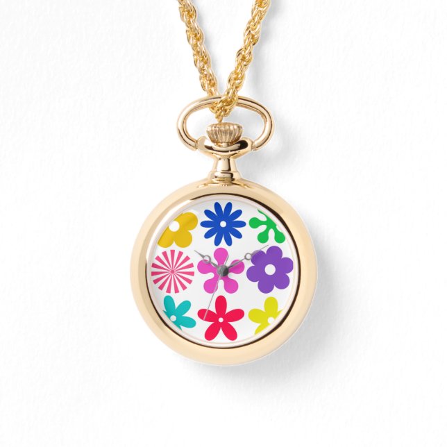 溝状レトロ花 腕時計 (正面)