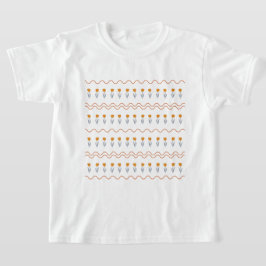 溝状名門私立校風のストライプチューリップ花柄 Tシャツ