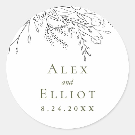 溢れる結婚花束 ラウンドシール (正面)