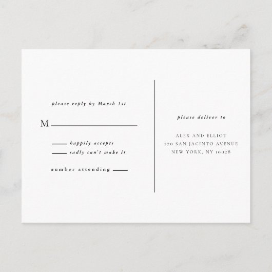 溢れ出るブーケ結婚式RSVPポストカード 案内ポストカード (裏面)