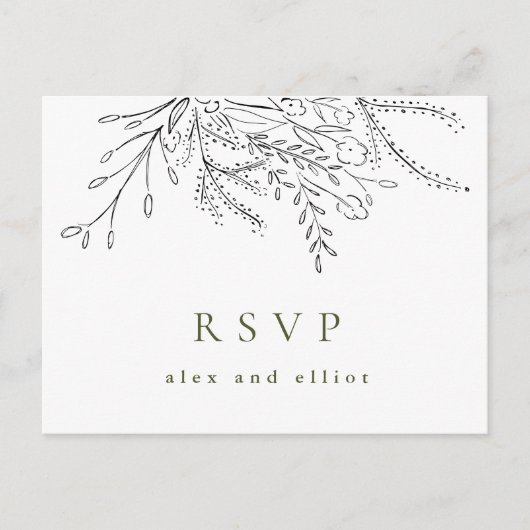 溢れ出るブーケ結婚式RSVPポストカード 案内ポストカード (正面)